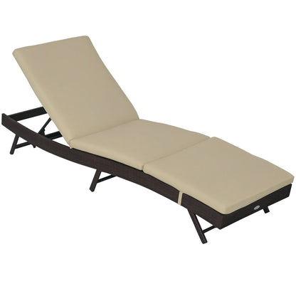 Wicker Patio Lounger, Outdoor Recliner w/ Adjustable Backrest, Khaki Chaise Loungers at Gallery Canada