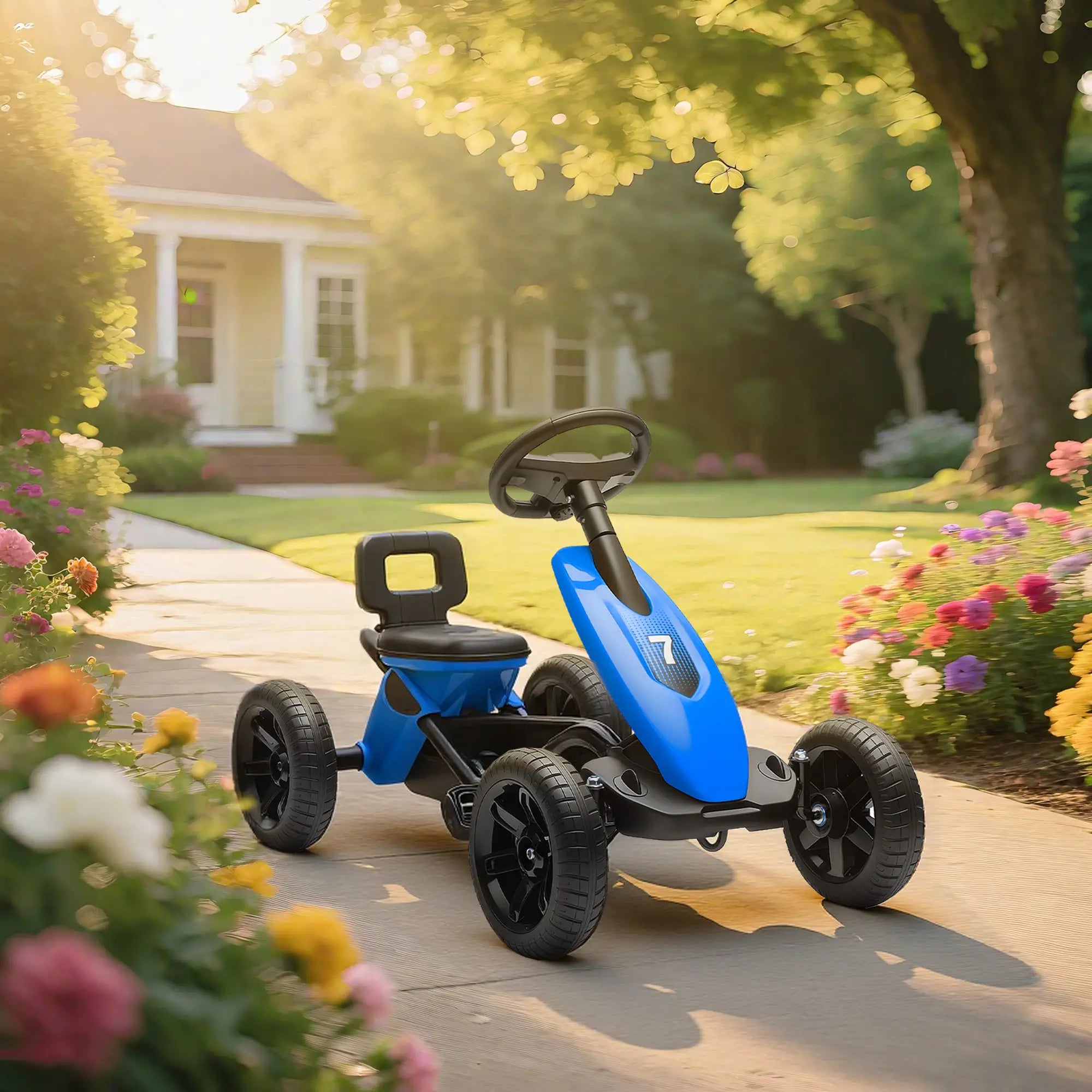Kids Pedal Go Kart, 2-5 Years, Silent EVA Wheels, Metal Frame, Blue Pedal Go Karts for Kids at Gallery Canada