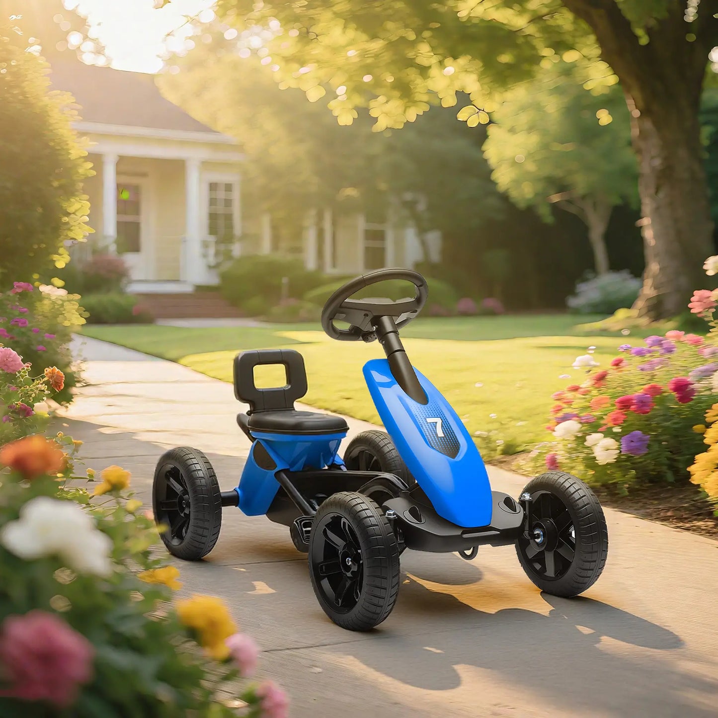 Kids Pedal Go Kart, 2-5 Years, Silent EVA Wheels, Metal Frame, Blue Pedal Go Karts for Kids at Gallery Canada