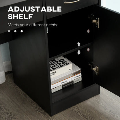Computer Desk With Bookcase, Adjustable Shelf, Black