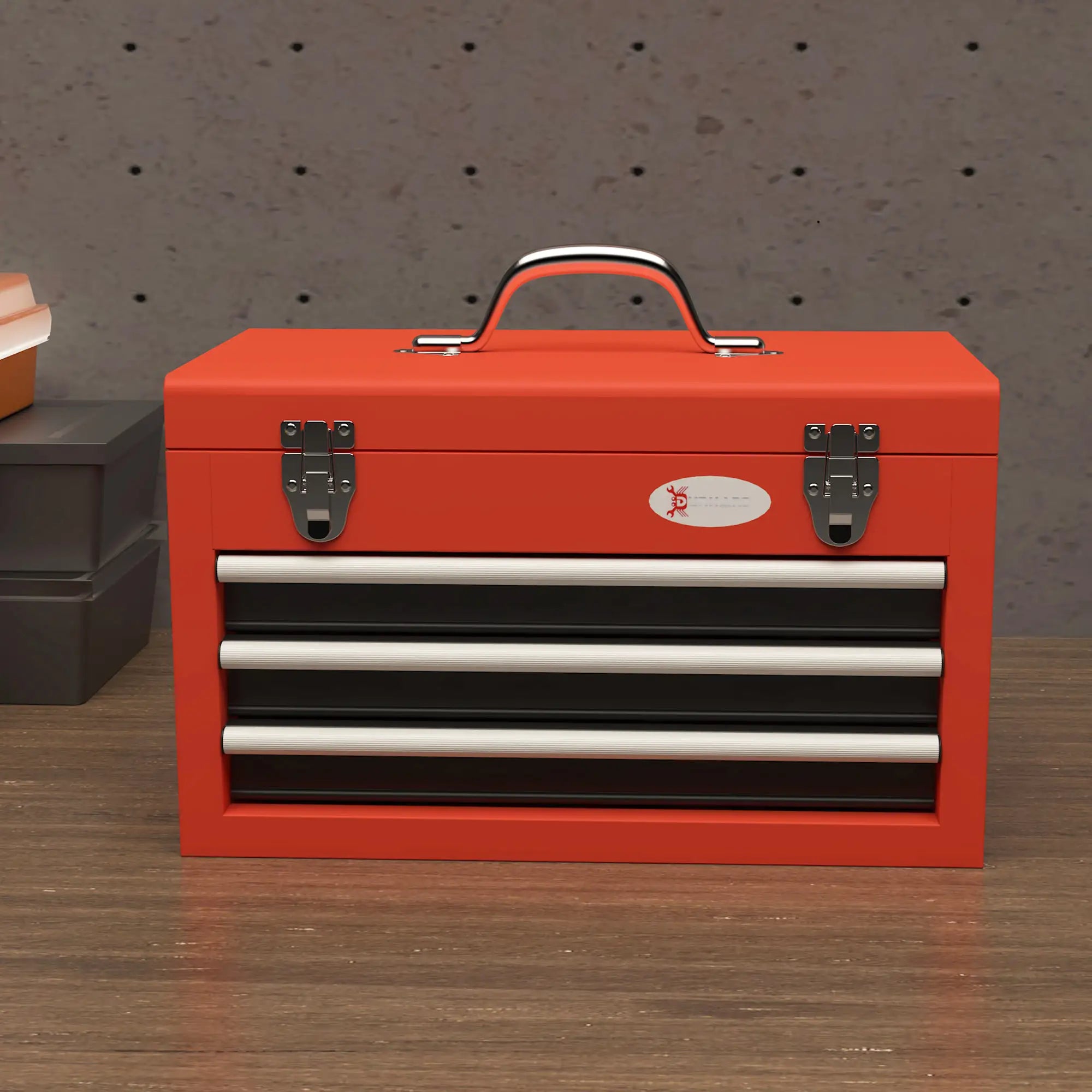 3 Drawer Tool Chest, Metal Latch Closure, Portable Tool Box, Red Tool Organizers at Gallery Canada