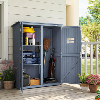 4x1.5ft Wooden Storage Shed, Outdoor Tool Cabinet, Dark Grey