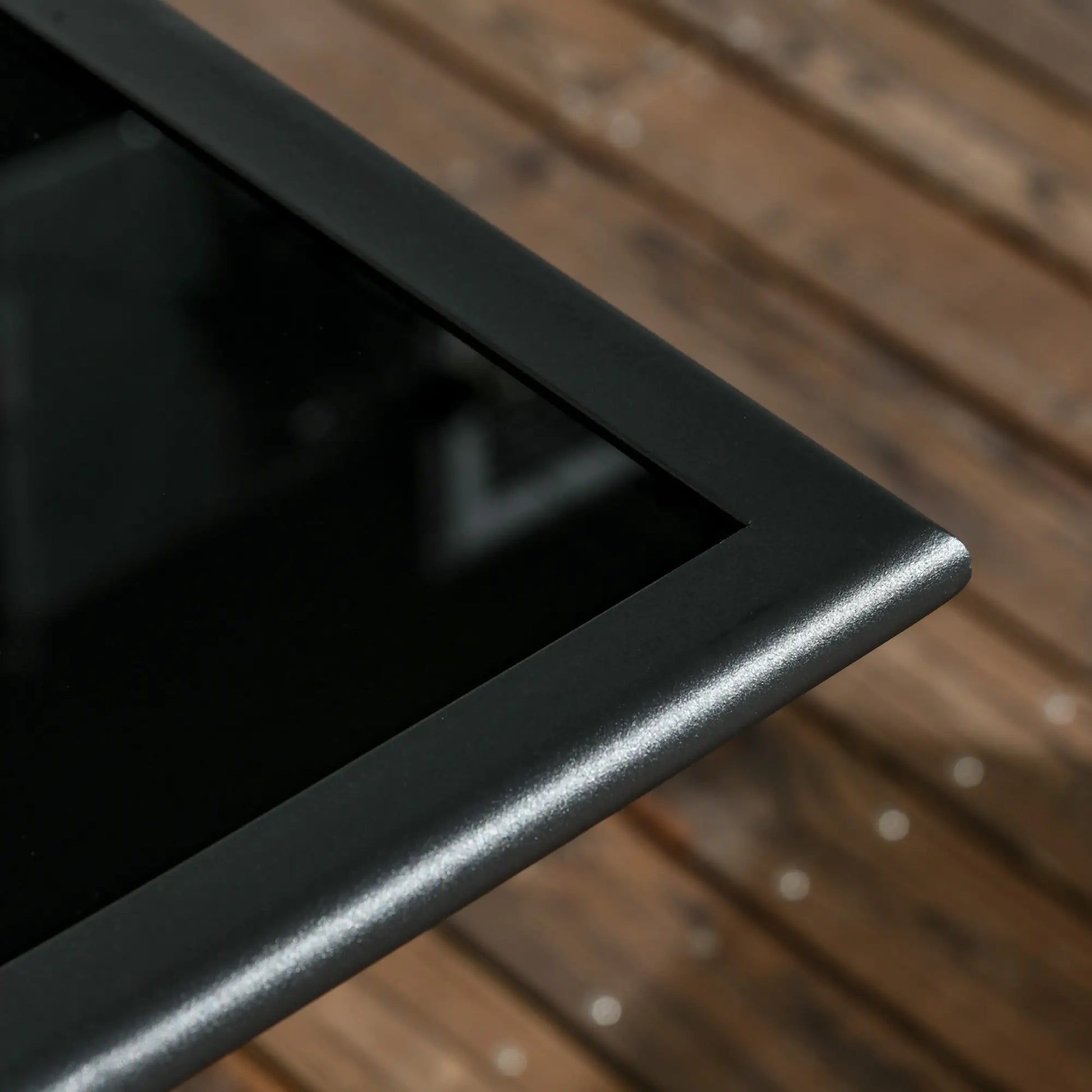 Foldable Outdoor Dining Table, Umbrella Hole, Glass Top, Metal Frame, Black Patio Side Tables at Gallery Canada