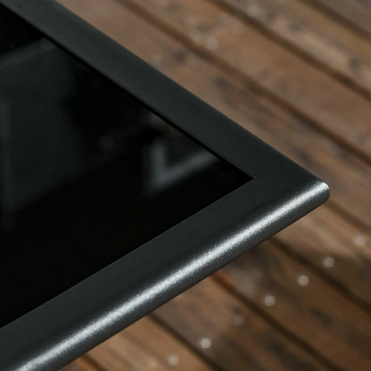 Foldable Outdoor Dining Table, Umbrella Hole, Glass Top, Metal Frame, Black Patio Side Tables at Gallery Canada