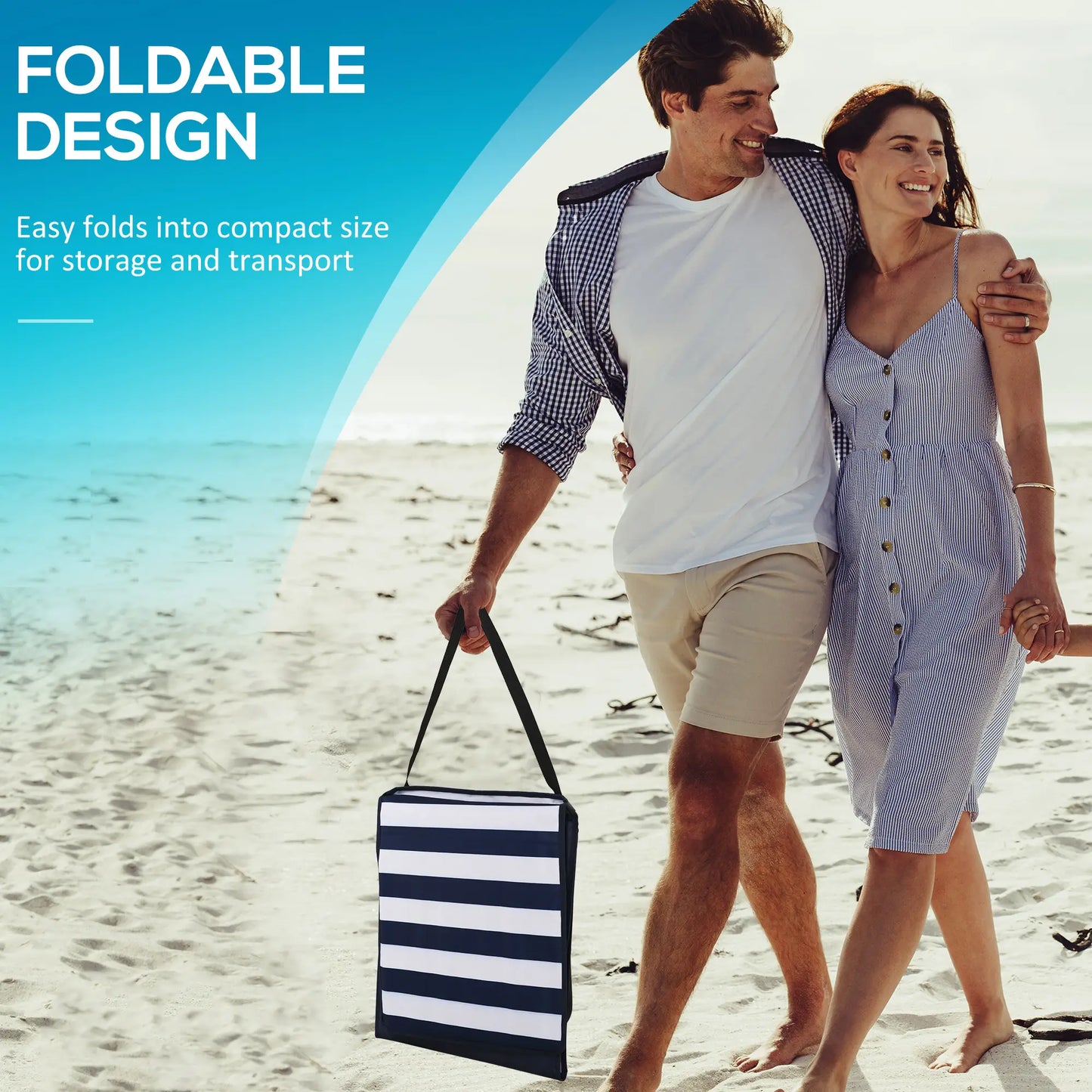 Foldable Lounge Chairs Set, Adjustable Backrest, Blue White Beach Accessories at Gallery Canada