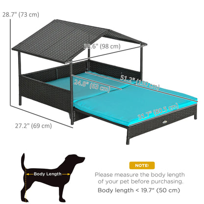 Extendable Wicker Dog Bed, Soft Cushion Washable Cover, Small Medium Dogs, Blue Houses, Kennels & Pens at Gallery Canada