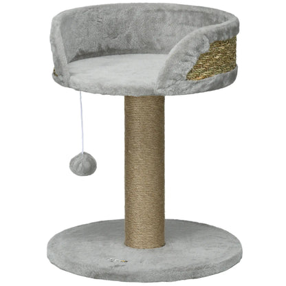 Cat Tree with Scratching Post, Toy Ball, Perch, 16" x 16" x 19", Grey Cat Trees Grey at Gallery Canada