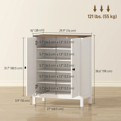 Shoe Cabinet With Barn Doors, Adjustable Shelves, Holds 15 Pairs, White Shoe Storage Cabinets & Racks at Gallery Canada