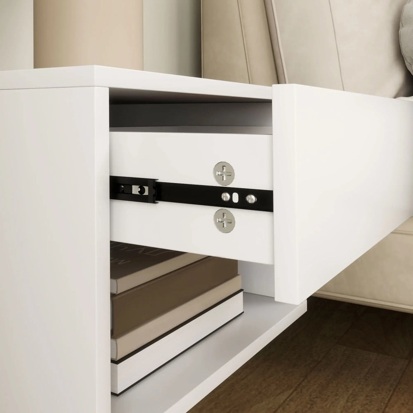 Floating Nightstand Set of 2, Wall Mounted Bedside Table, White Bedside Tables at Gallery Canada