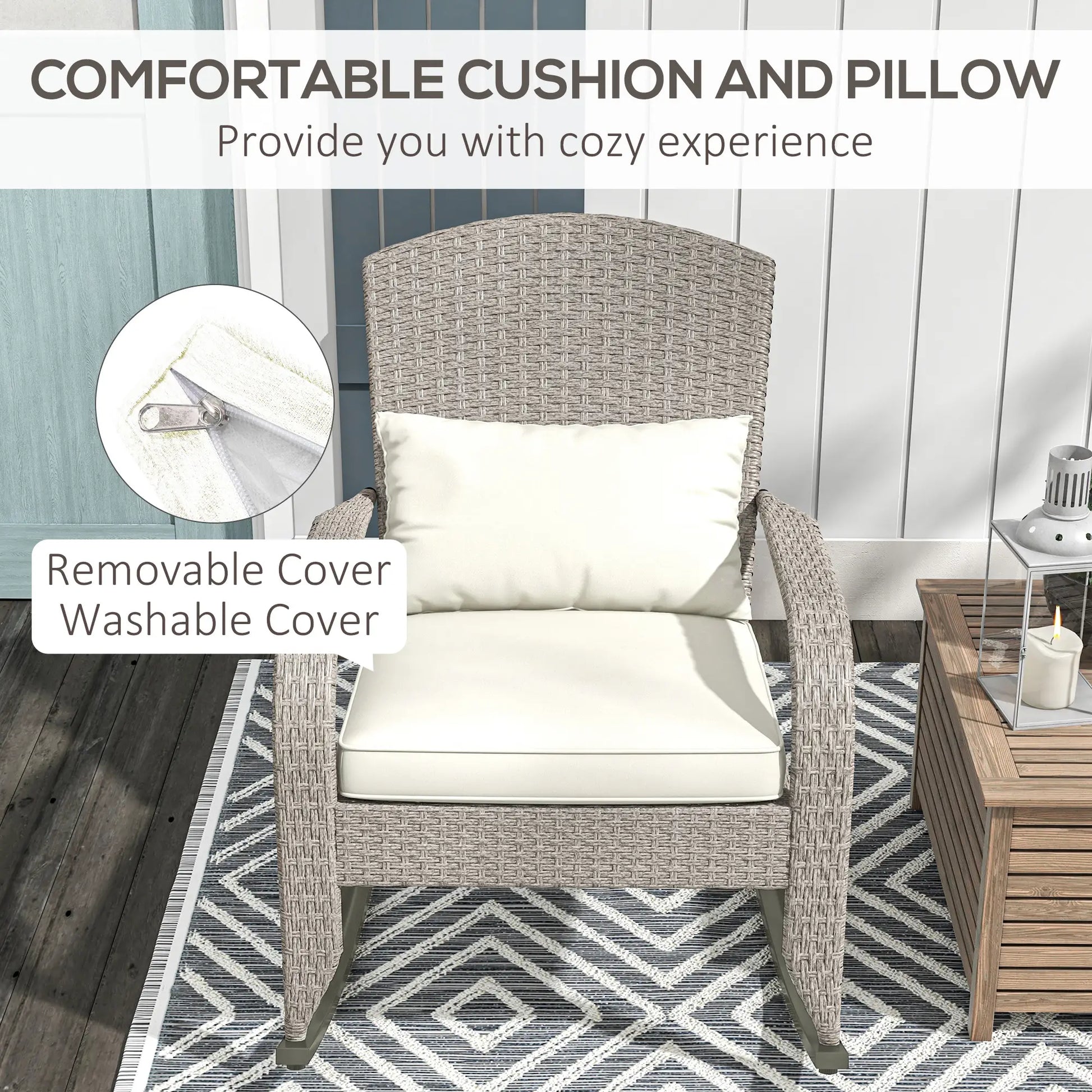 Adirondack Chair, Outdoor Wicker Rocking Chair, Cream White Patio Chairs at Gallery Canada