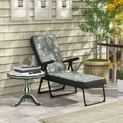 Outdoor Lounge Chair with Padded Cushion, Folding Reclining, Grey Lounger Chairs at Gallery Canada