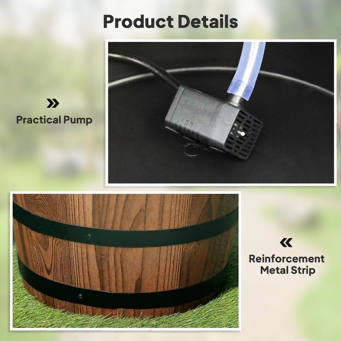 Outdoor Waterfall Fountain, Garden Wood Barrel, Carbonized Water Fountains at Gallery Canada