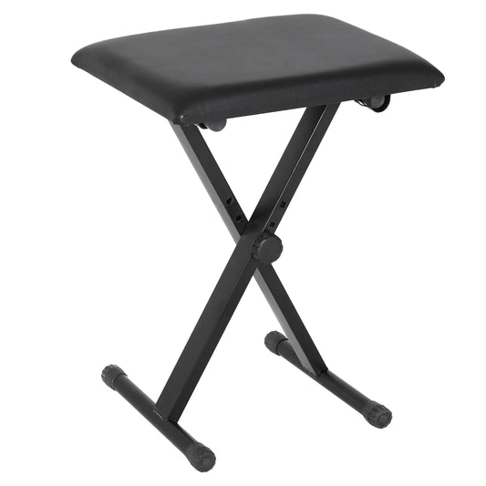 Adjustable Piano Bench, X-Style Folding Stool, Padded Seat, Black