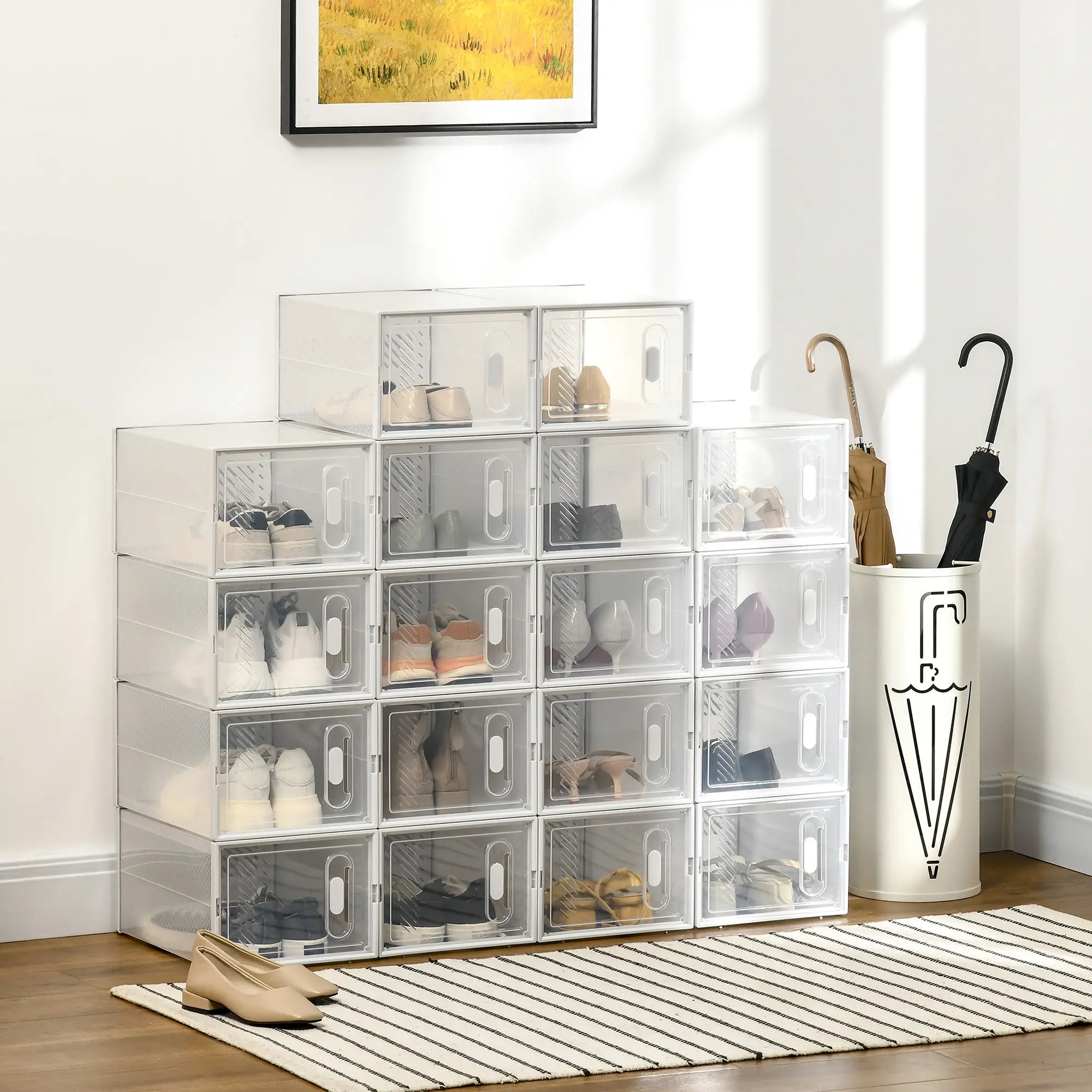 18 Pack Shoe Storage Boxes, Clear Plastic Stackable Organizers Shoe Storage Cabinets & Racks at Gallery Canada