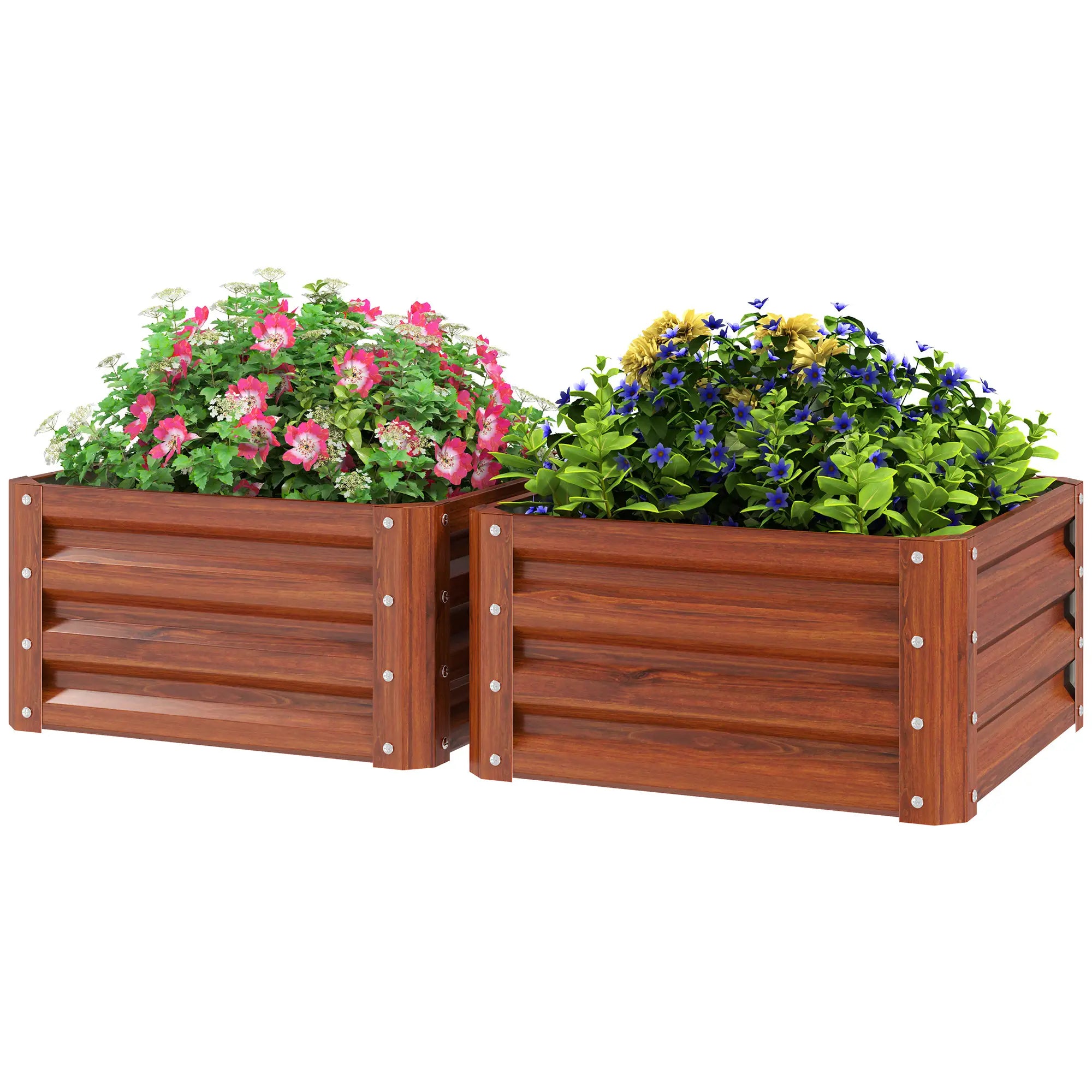 2' x 2' x 1' Raised Garden Bed, Dark Brown Galvanized Planter Boxes Dark Brown Wood Effect at Gallery Canada