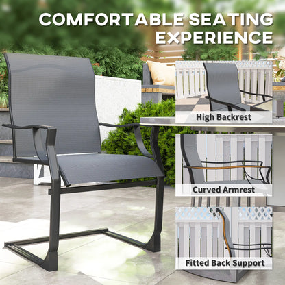 Spring Motion Patio Chairs Set Of 2, Curved High Backrest, All Weather Fabric, Metal Frame Outdoor Dining Sets at Gallery Canada
