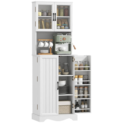 71 Inch Kitchen Pantry Cabinet, Freestanding Hutch with 8 Shelves, White Kitchen Pantry Cabinets at Gallery Canada