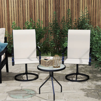 Outdoor Swivel Dining Chairs Set Of 2, High Back All Weather Mesh, White Bistro Sets at Gallery Canada