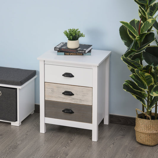Accent Table Storage Cabinet with 3 Drawers Wooden Bedside Table Night Stand, Home Furniture - Gallery Canada