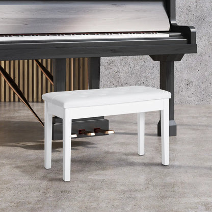 30" Piano Bench with Padded Cushion, Storage, Faux Leather, White Piano Benches at Gallery Canada