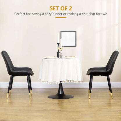 Modern Dining Chairs Set of 2, PU Leather Upholstery, Steel Legs, Black Bar Stools at Gallery Canada