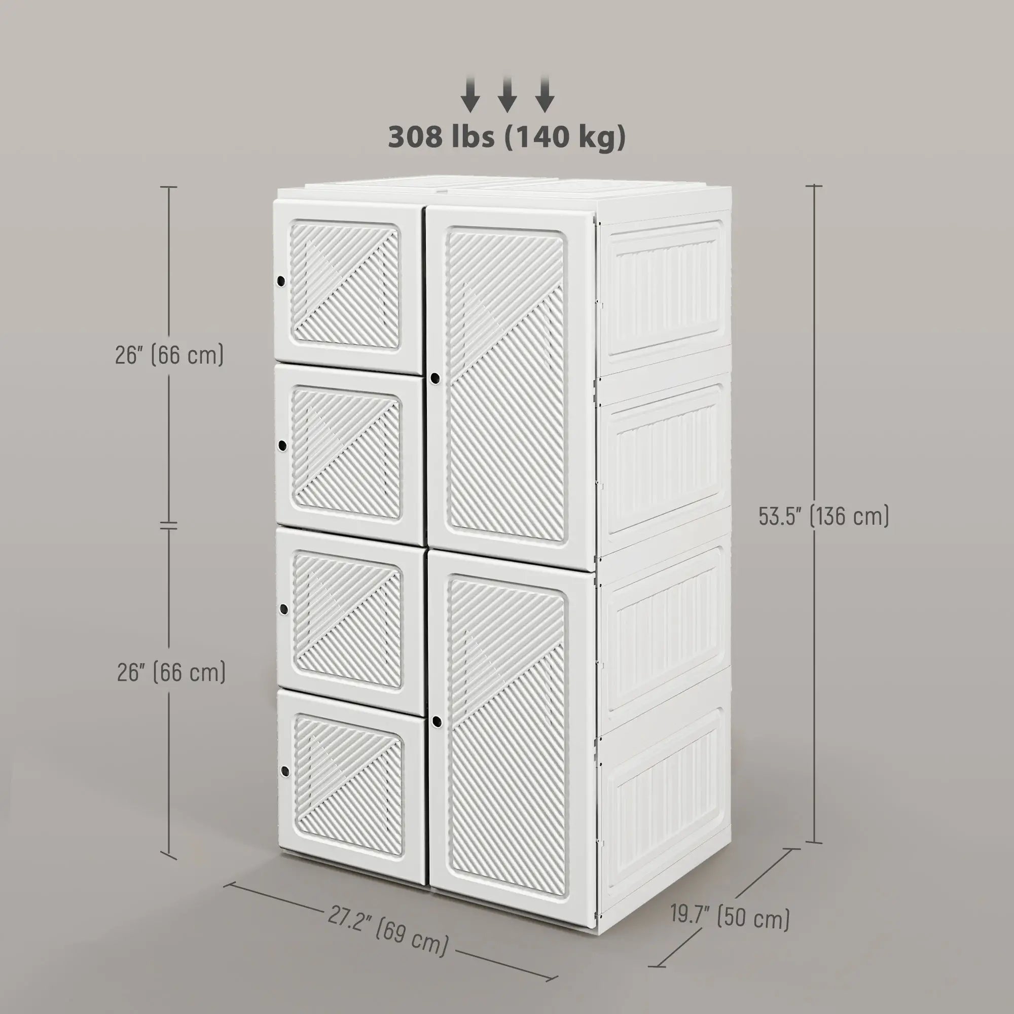 Portable Wardrobe, Foldable Clothes Organizer, 8 Compartments, Magnet Doors, White Clothing Storage at Gallery Canada