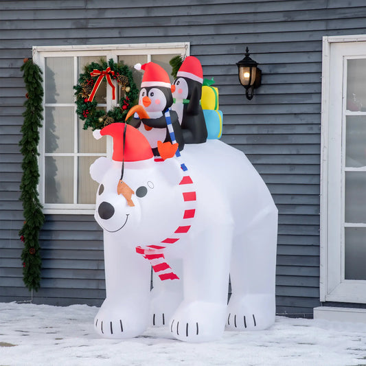 7ft Inflatable Christmas Decor, Polar Bear and Penguins, Holiday Yard Christmas Inflatables White, Red, Black at Gallery Canada