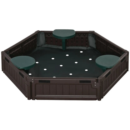DIY Kids Sandbox with Waterproof Cover, Sand Playset, 3-12 Years, Brown Sandboxes & Accessories Dark green, brown at Gallery Canada