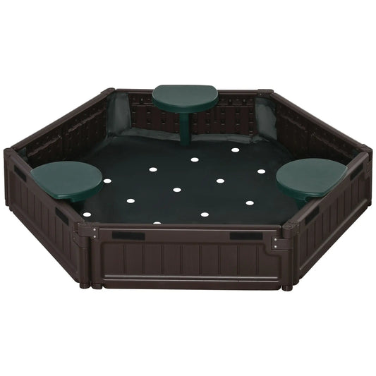 DIY Kids Sandbox with Waterproof Cover, Sand Playset, 3-12 Years, Brown Sandboxes & Accessories Dark green, brown at Gallery Canada