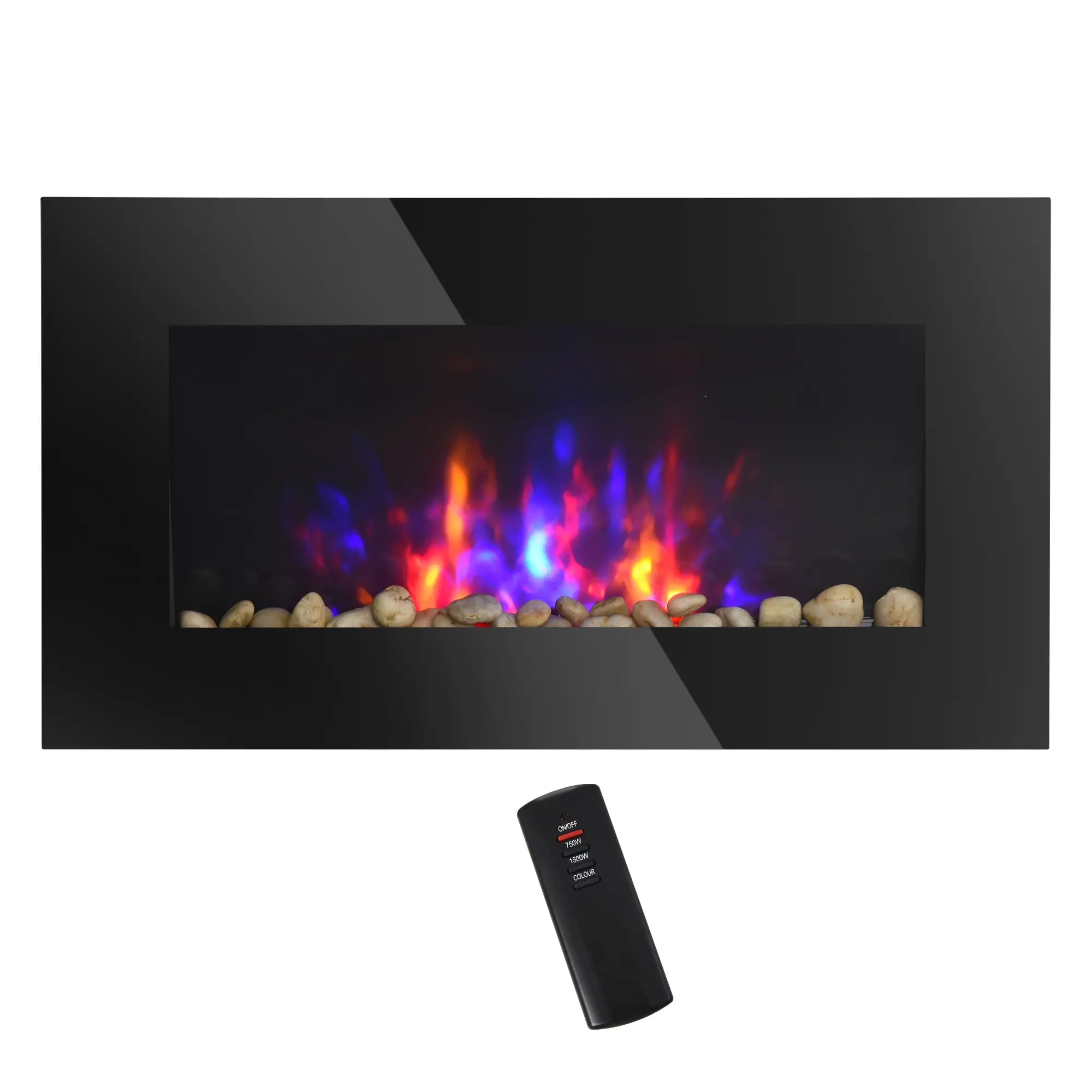 Wall Mounted Fireplace, 28.5 Inch Electric, LED Flame Effect, 7 Colors, Black Electric Fireplaces at Gallery Canada