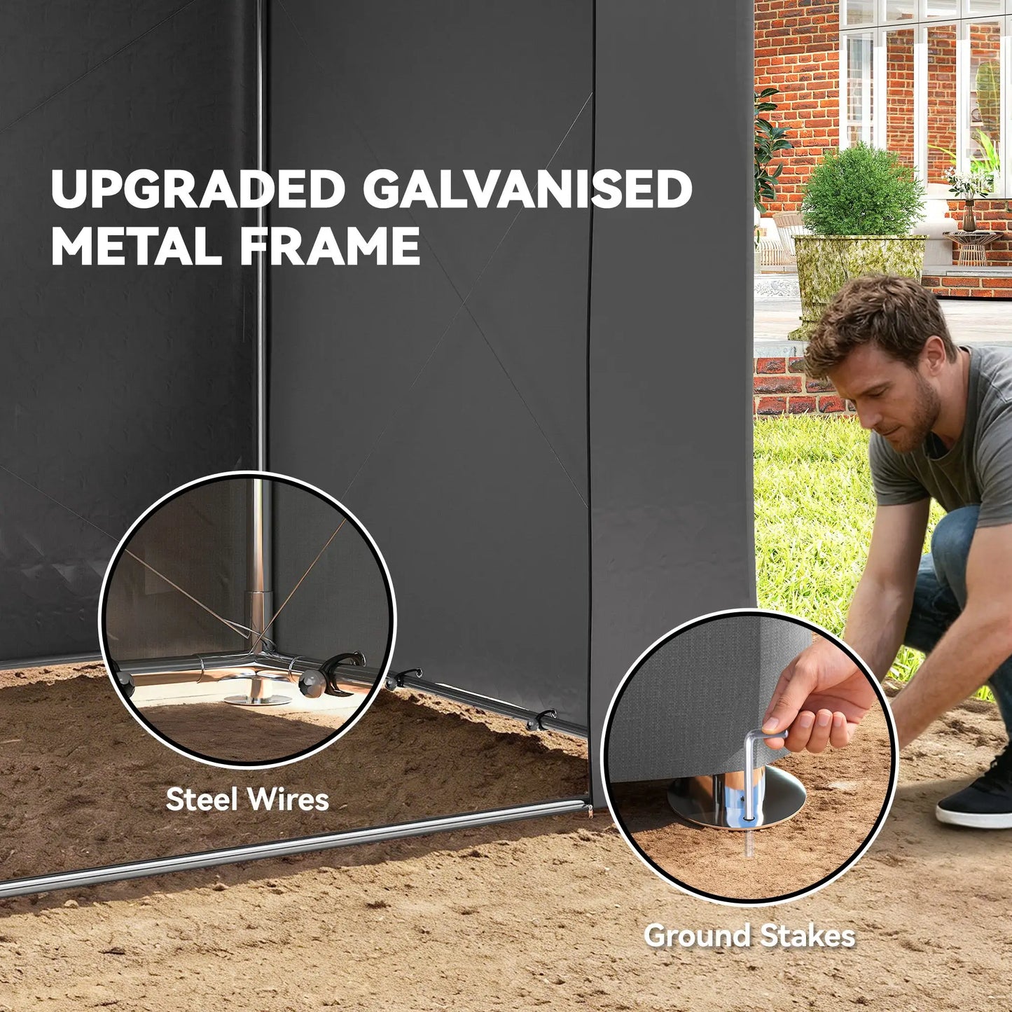 8' x 6' Portable Shed, Waterproof Bike Tent, Dark Grey