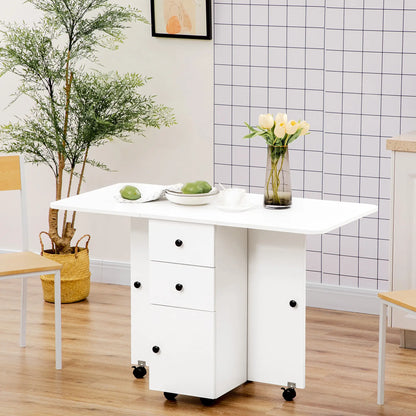 Foldable Dining Table, Rolling Kitchen Table with Storage, White Bar Tables & Dining Tables at Gallery Canada