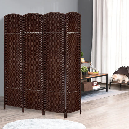 6ft Folding Room Divider, 4 Panel Wooden Frame, Brown Room Dividers at Gallery Canada