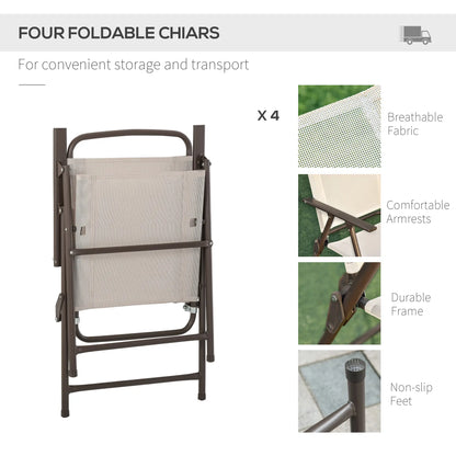 6-Piece Outdoor Dining Set, Round Table, 4 Folding Chairs, Cream Outdoor Dining Sets at Gallery Canada