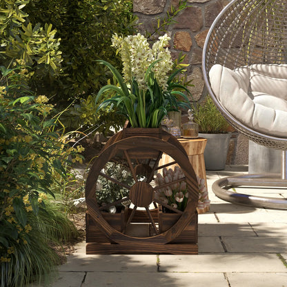 2-Tier Raised Garden Bed, Wooden Wagon Planter Box, Carbonized Wooden Planter Boxes at Gallery Canada