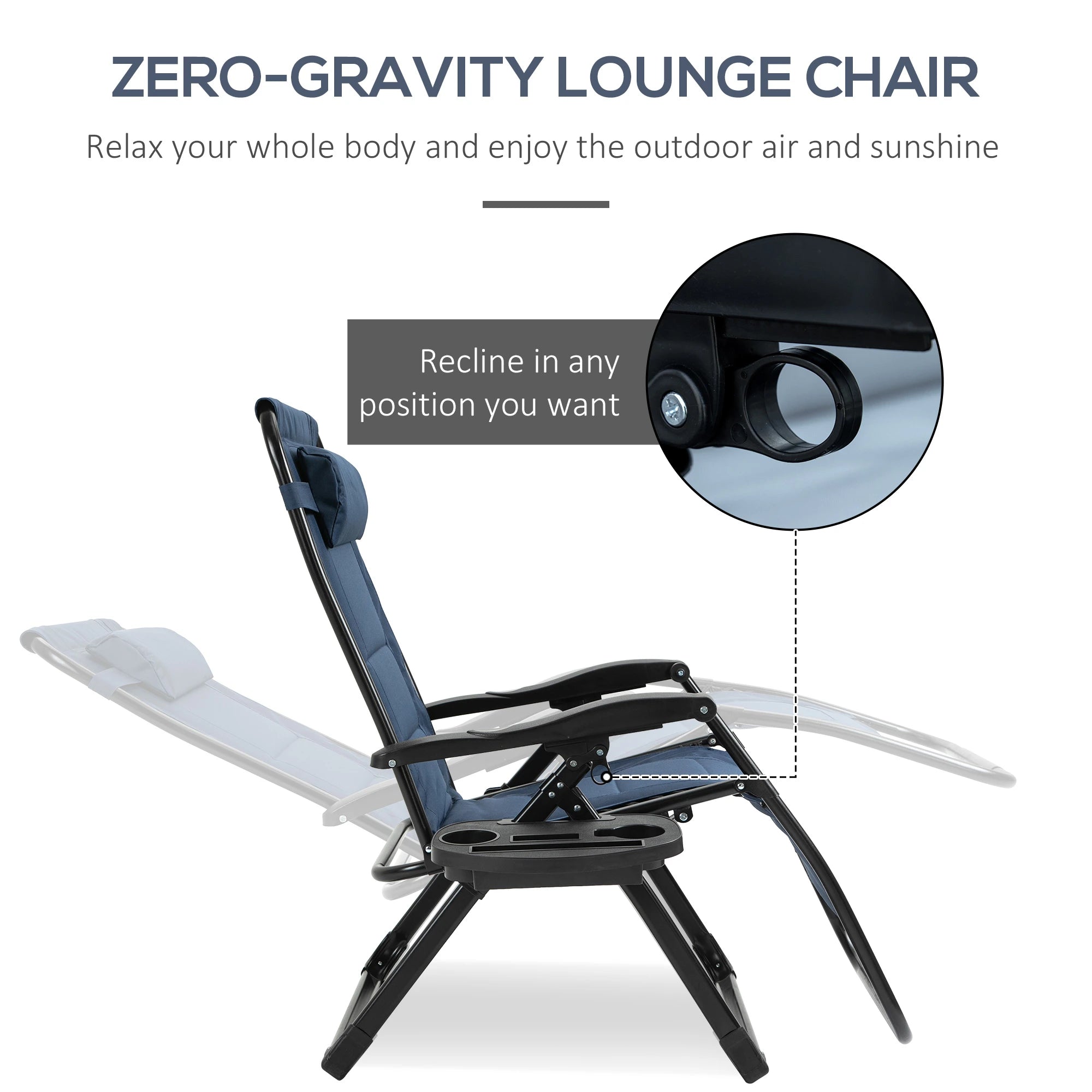 Zero Gravity Lounger Chair, Padded, 400 LBS Capacity, Blue Lounger Chairs at Gallery Canada