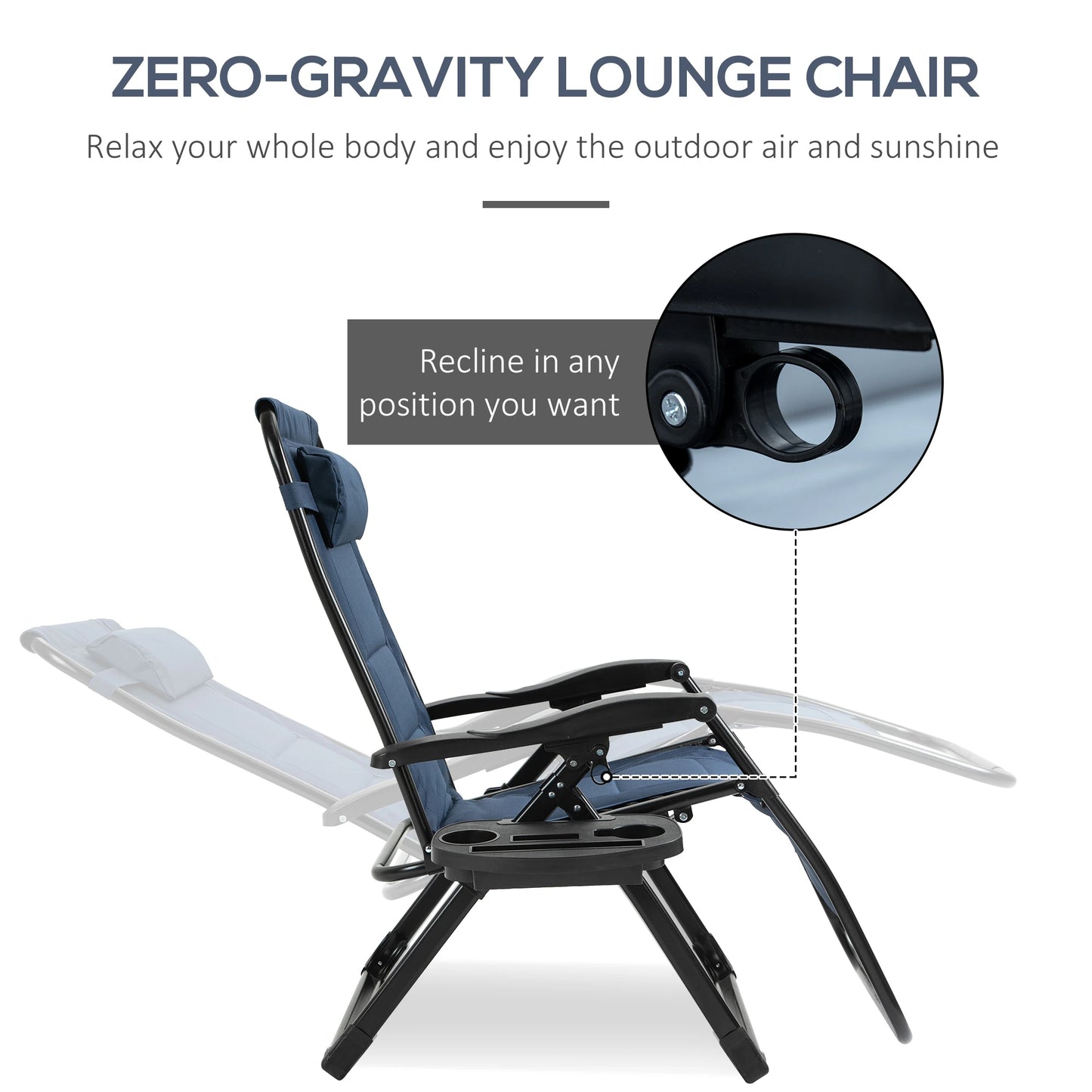 Zero Gravity Lounger Chair, Padded, 400 LBS Capacity, Blue Lounger Chairs at Gallery Canada