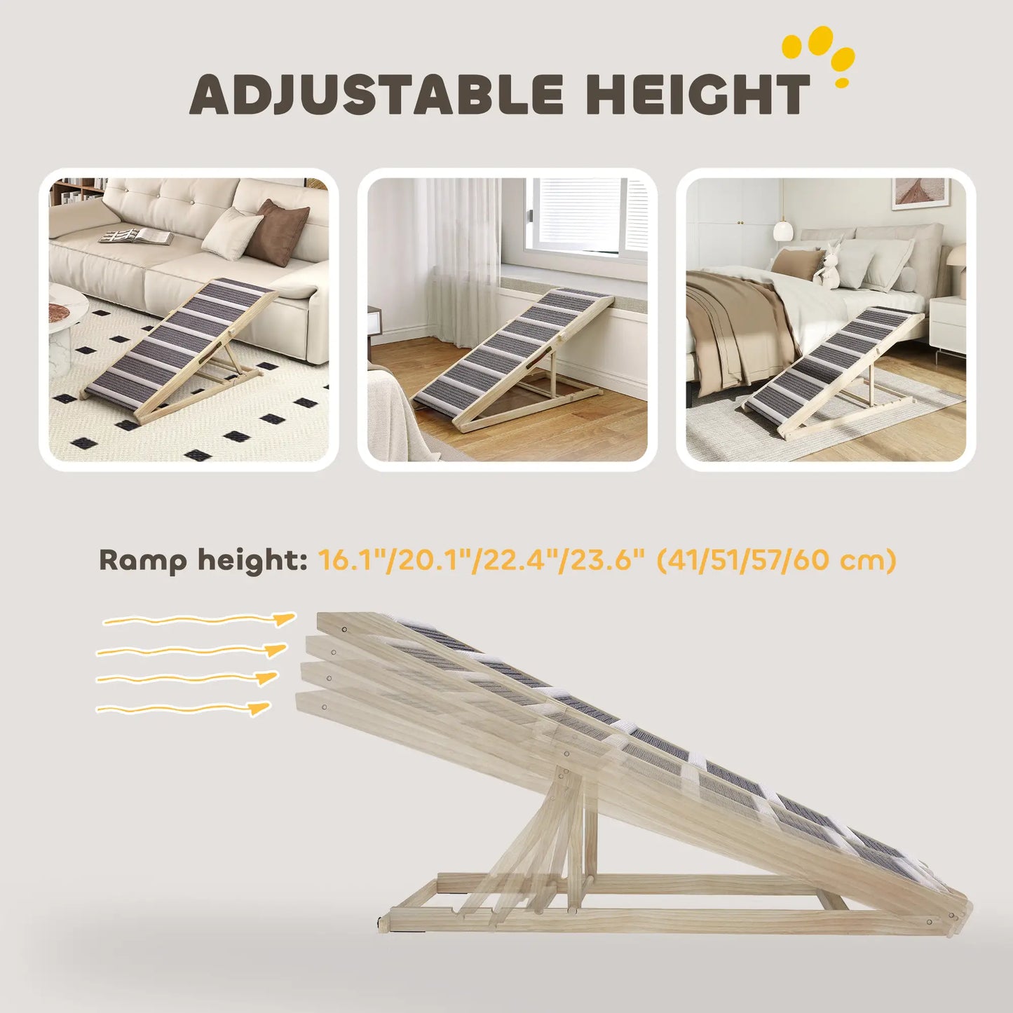Foldable Dog Ramp For Couch, 4 Adjustable Height 16" to 23.5" Dog Stairs at Gallery Canada