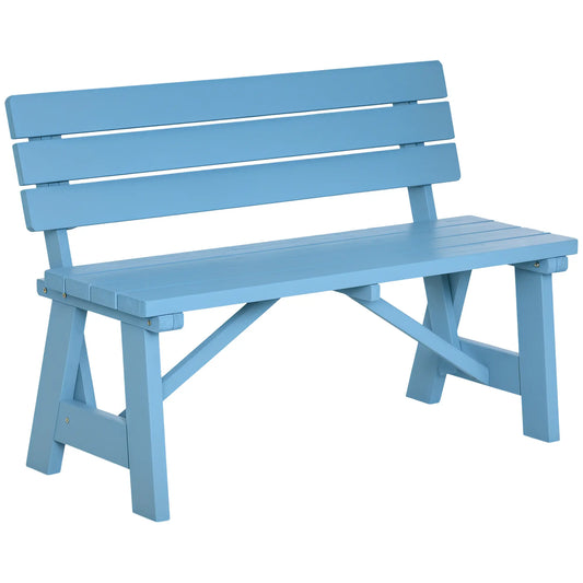 Wooden Garden Bench, 2-Person Patio Loveseat, Outdoor Furniture, Blue Outdoor Benches Blue at Gallery Canada