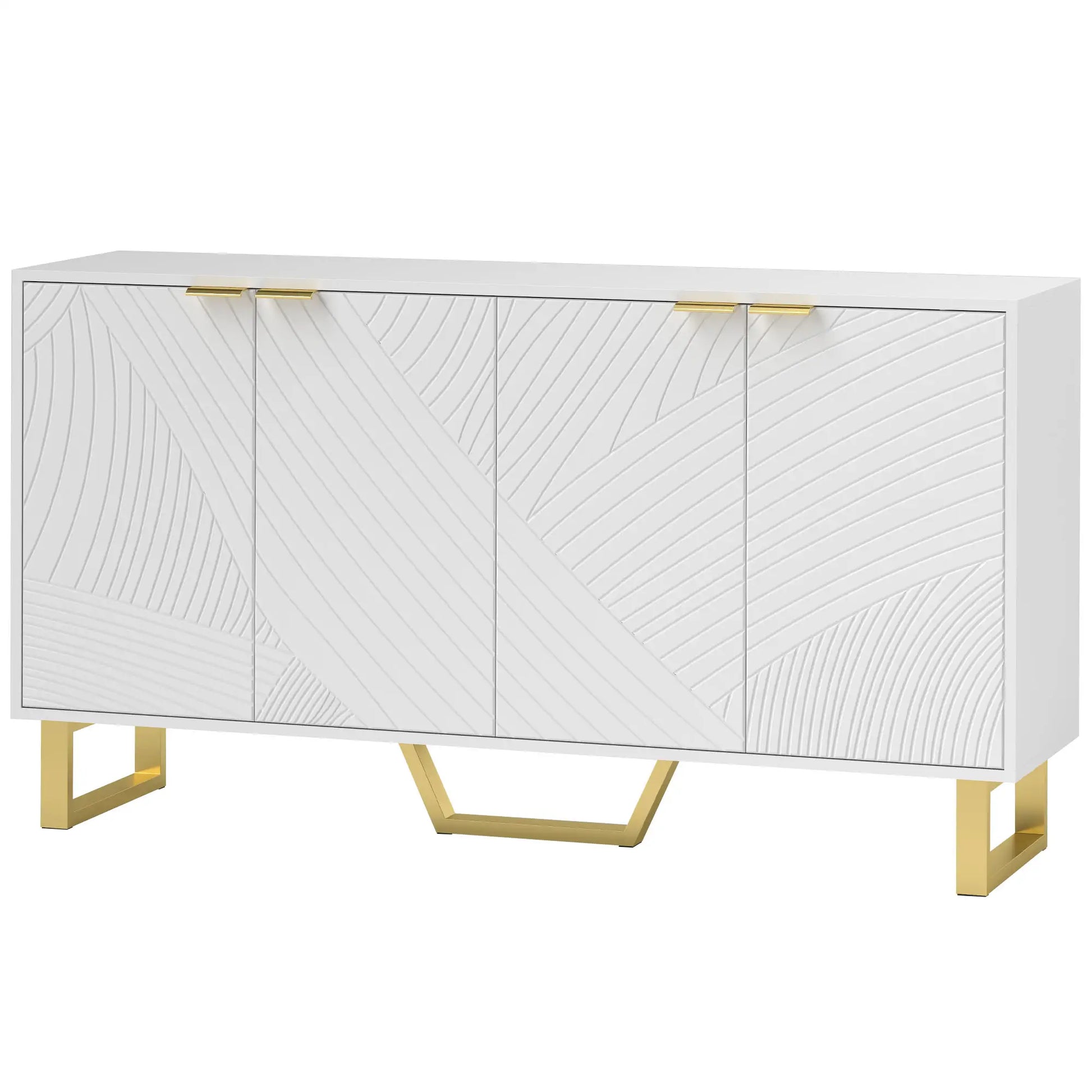 Sideboard Buffet Cabinet, Adjustable Shelves, Living Room TV Cabinet, 65 Inch, White Storage Cabinets White at Gallery Canada