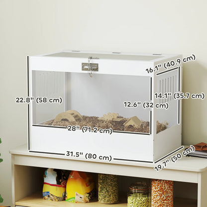 31.5"L Hamster Cage, Openable Top, Hut, Seesaw, Ladder, White Hamster Cages at Gallery Canada