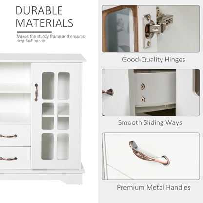 Modern Kitchen Sideboard, 2 Drawers, Coffee Bar Cabinet, Glass Doors, White Bar Cabinets at Gallery Canada