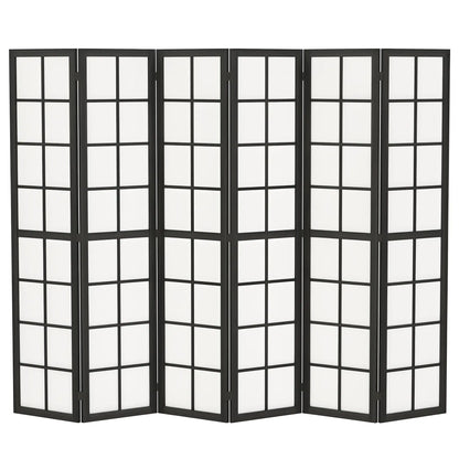 6 Panel Room Divider, 5.6 ft, Folding Wall Partition, Black Room Dividers at Gallery Canada
