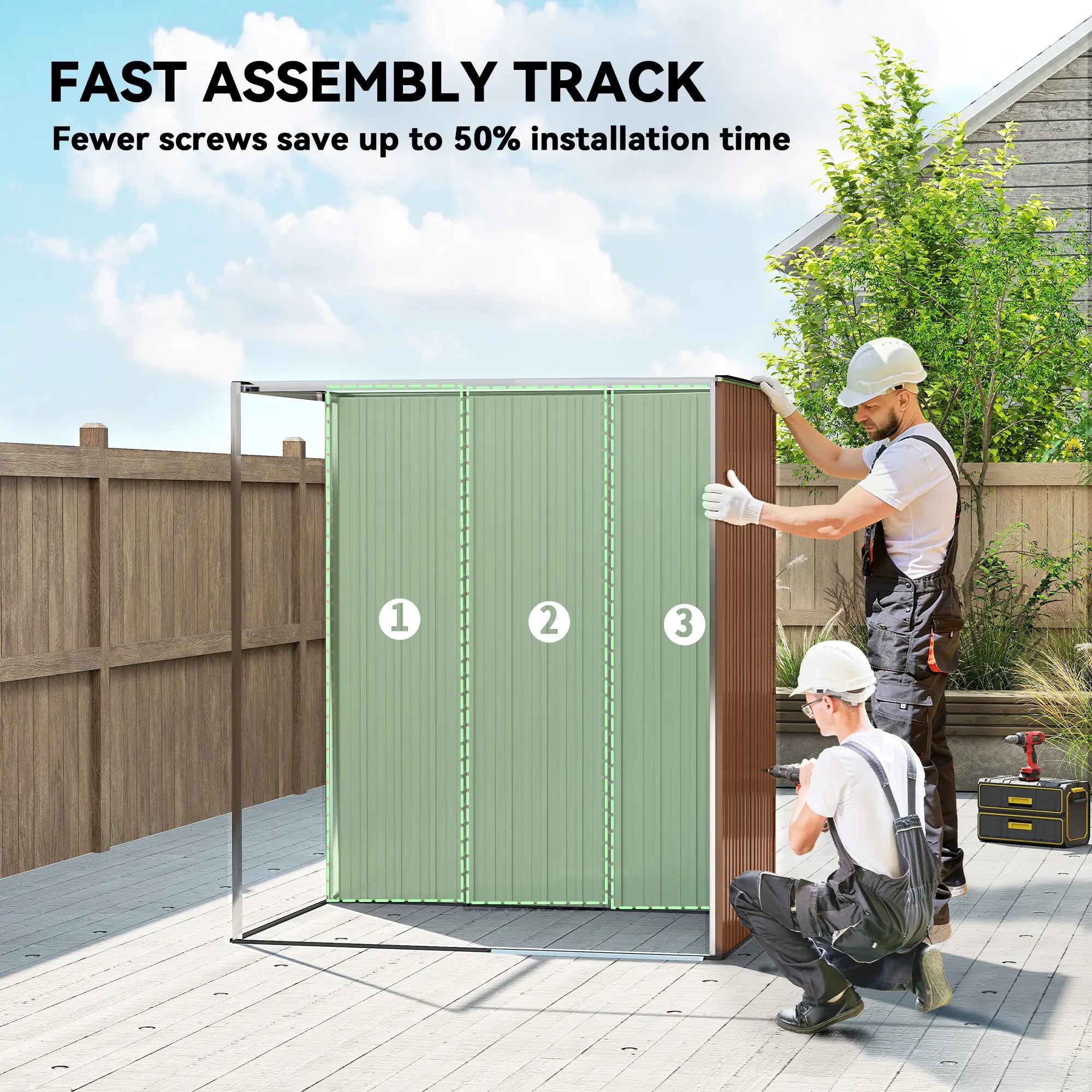 5.2' x 3.5' Metal Garden Shed, Easy Assembly, Light Brown Sheds at Gallery Canada