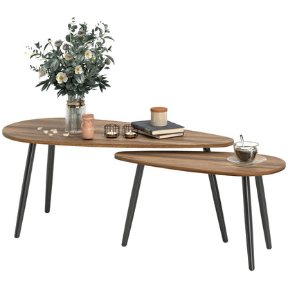 2 Pc Coffee Table Set, Industrial Nest Tables, Steel Legs, Brown Coffee Tables Brown at Gallery Canada