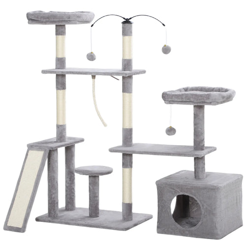 53 Cat Tree, Scratching Posts, Condo, Beds, Platforms, Light Grey