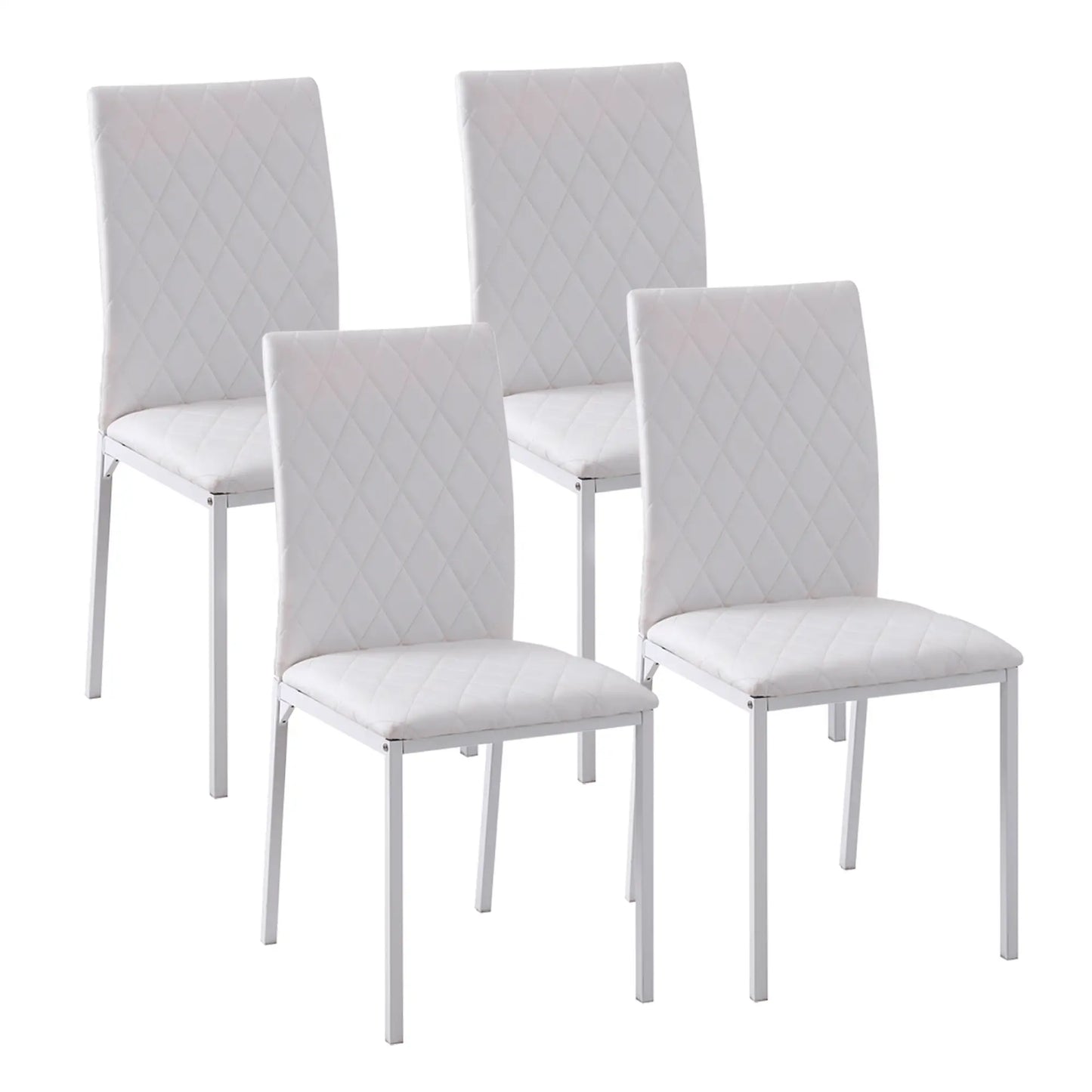Modern Dining Chairs Set of 4, Upholstered Faux Leather, White Bar Stools White at Gallery Canada