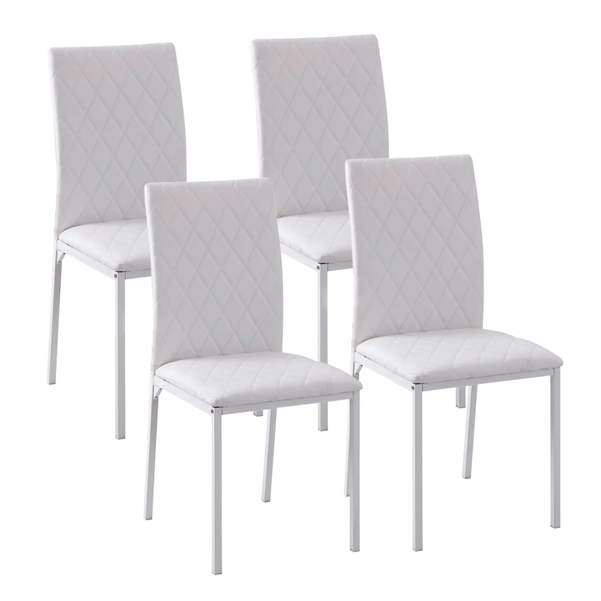 Modern Dining Chairs Set of 4, Upholstered Faux Leather, White Bar Stools White at Gallery Canada