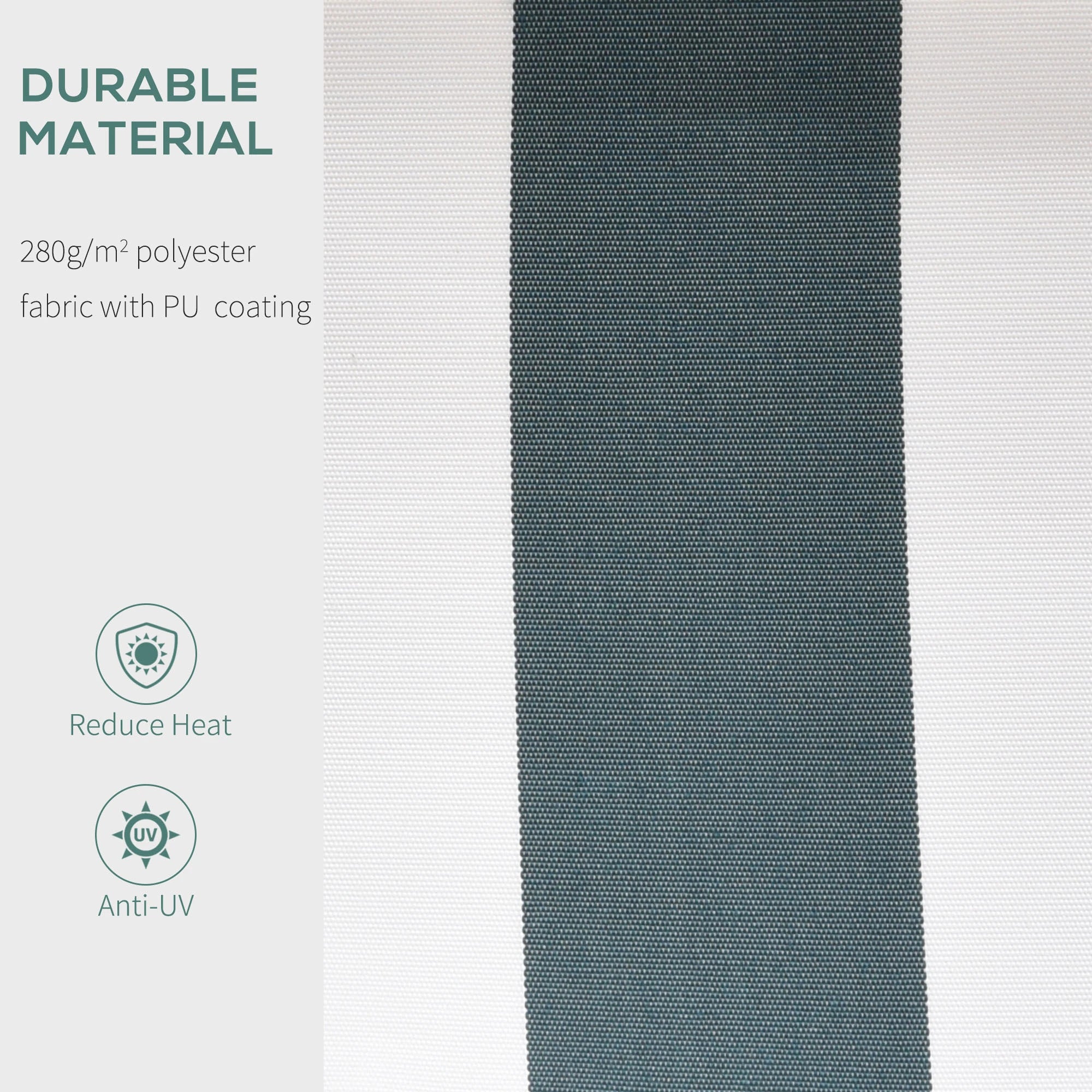 8' x 7' Retractable Awning, UV Water-Resistant Fabric, Aluminum Frame, Green White, Green, White Deck Awnings at Gallery Canada