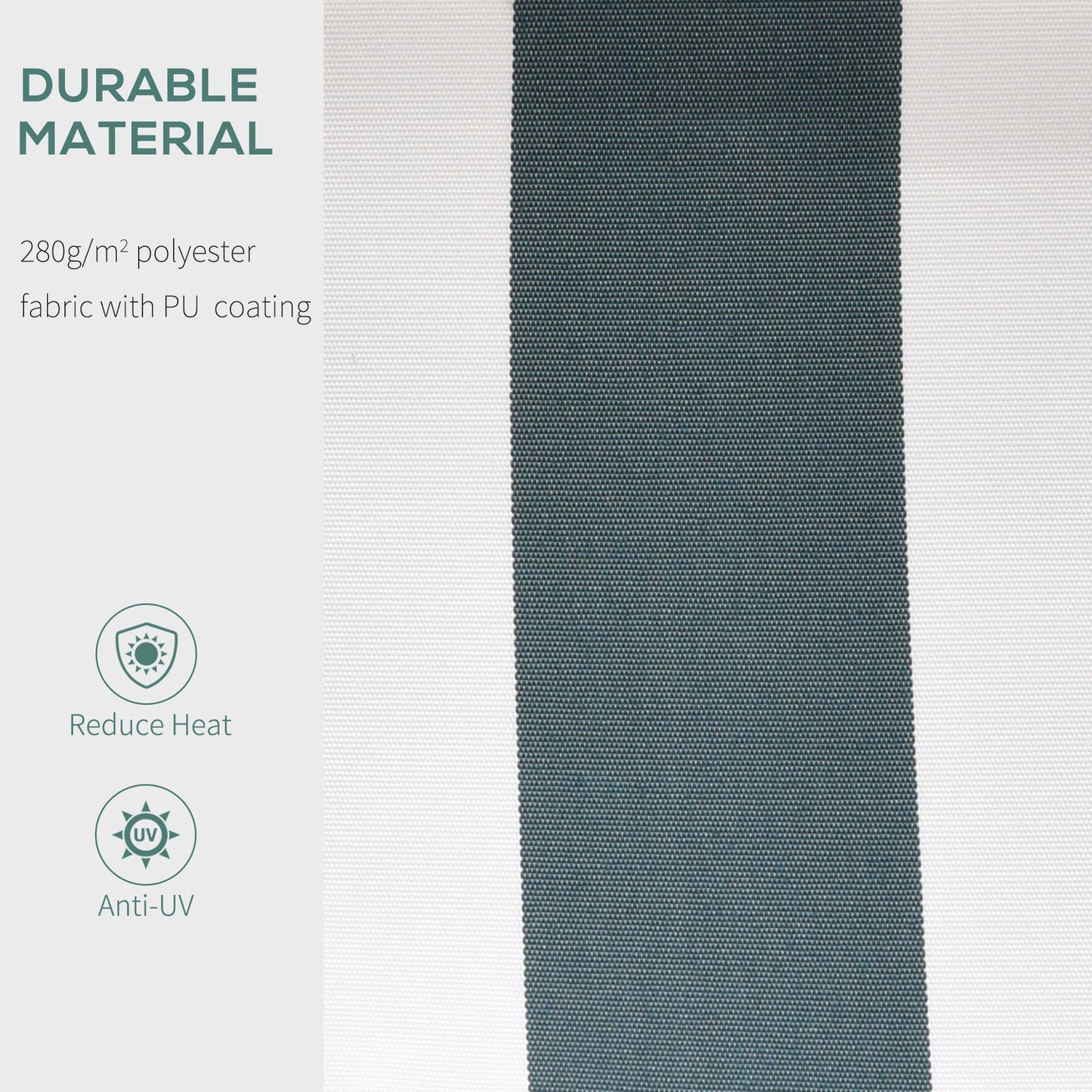 8' x 7' Retractable Awning, UV Water-Resistant Fabric, Aluminum Frame, Green White, Green, White Deck Awnings at Gallery Canada
